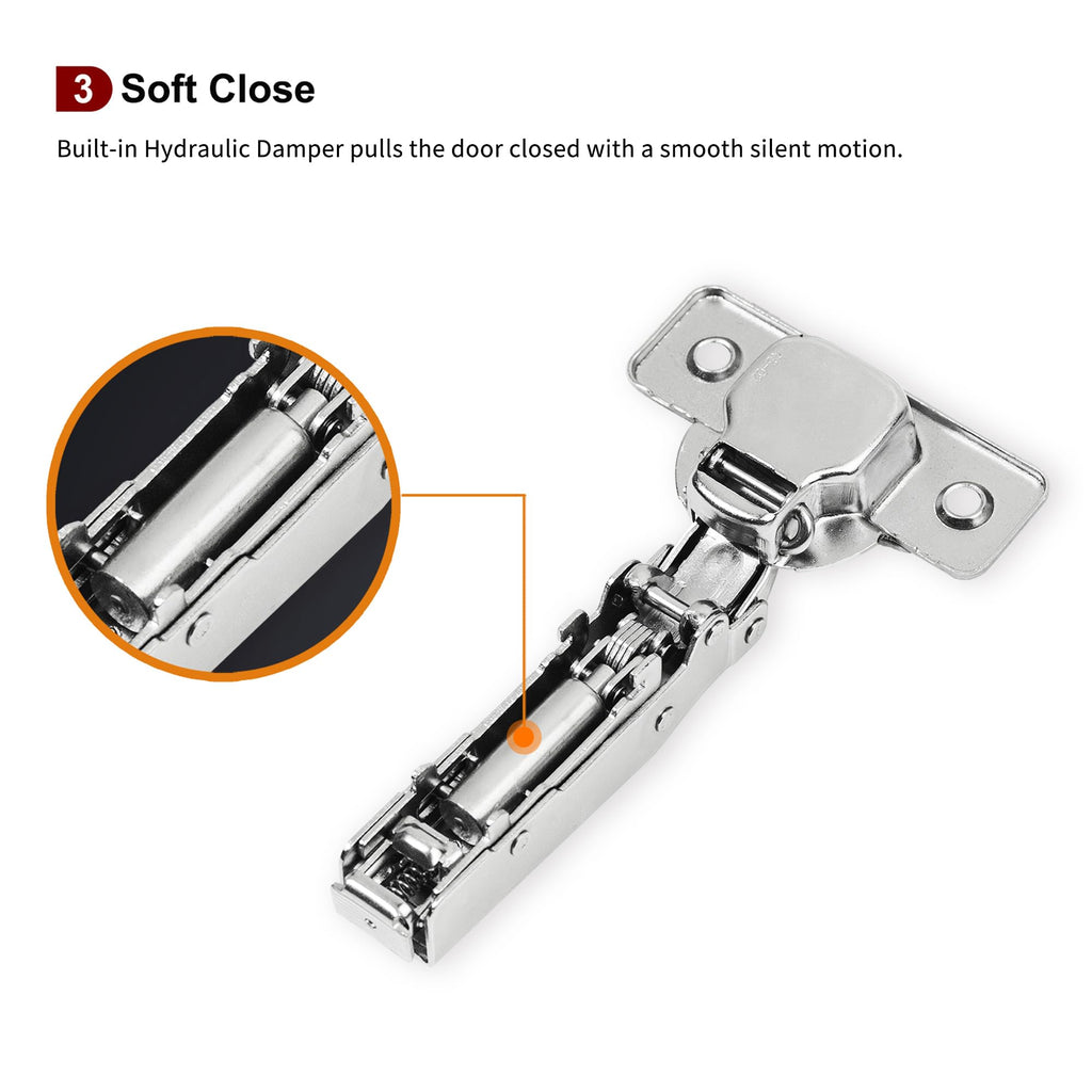 10 Pack Full Overlay Face Frame Soft Close Hinges, 105° 3-Way Adjust