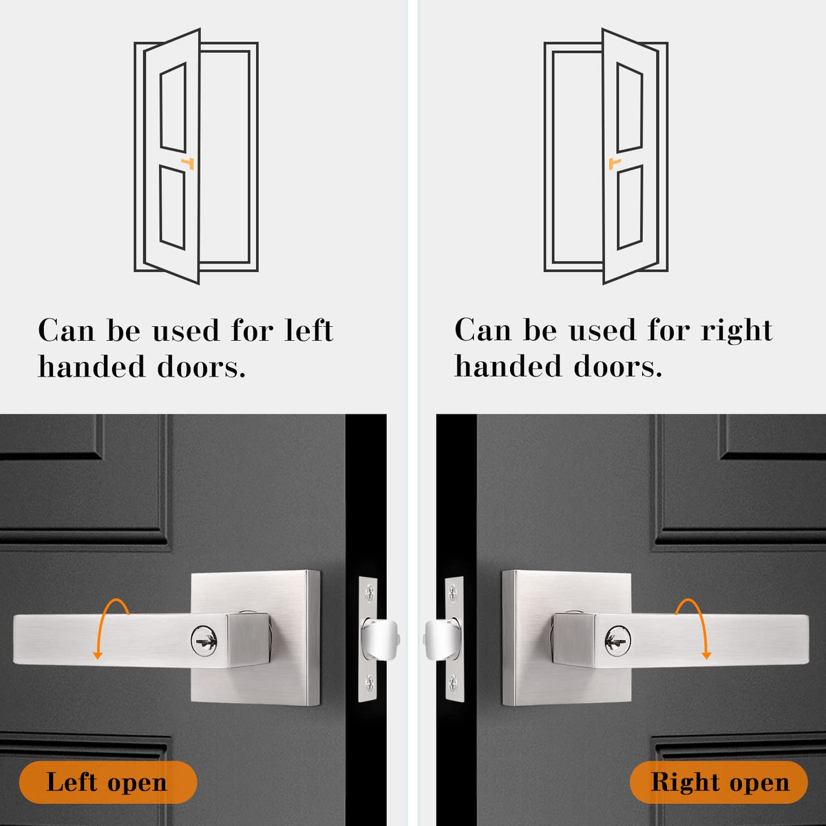 Entry Door Levers Brushed Nickel with Different Keys, Heavy Duty Hardware for Exterior Front and Back Door,Lockable