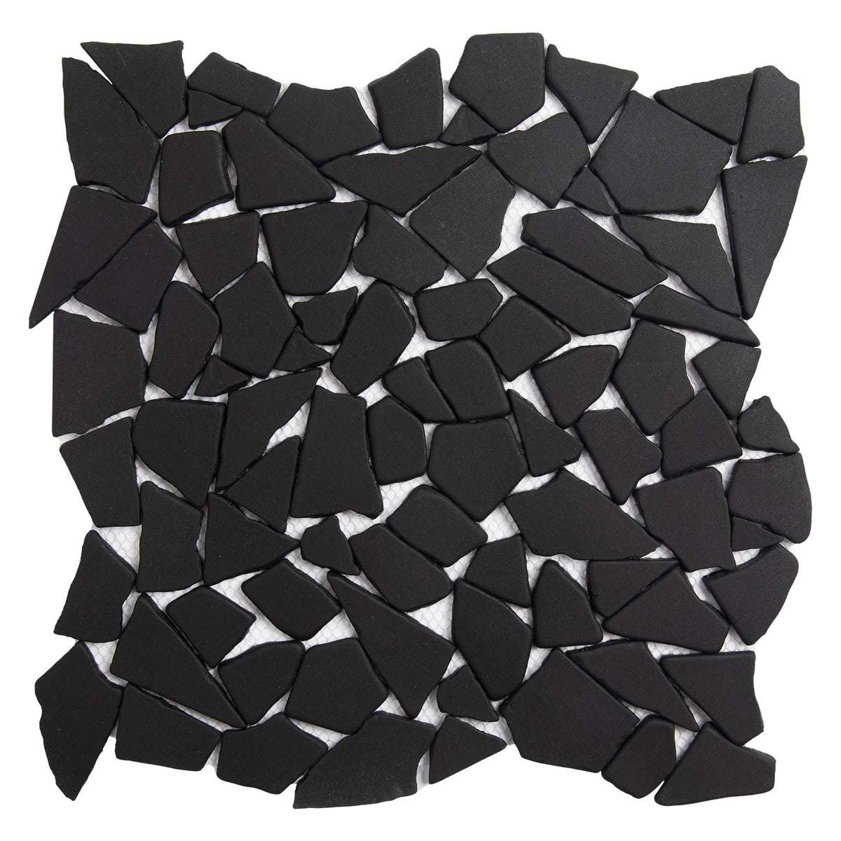 Black Pebble Tile for Shower Floor, 12"x12" Backsplash Tiles, 5 Pcs