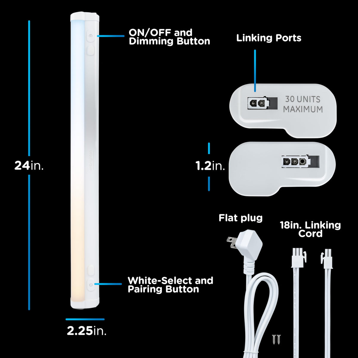 24 Inch Plug in Under Cabinet Light with 5 Color Temperatures