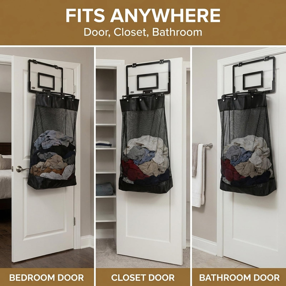Basketball Hoop Hamper, Over the Door Basketball Hoop Laundry Basket