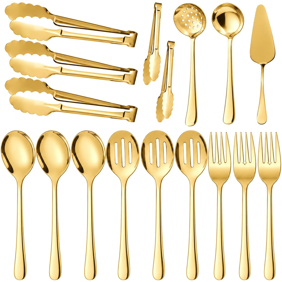17 Pcs Serving Utensils, Stainless Steel Flatware Serving Tools Kit