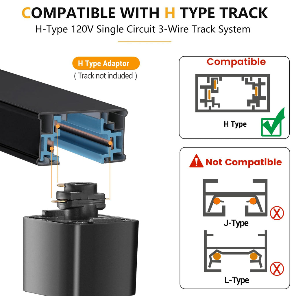 LED Track Lighting Heads H Type Track Light Heads Dimmable Bright Rail Ceiling Spotlight Fixtures Accent Art