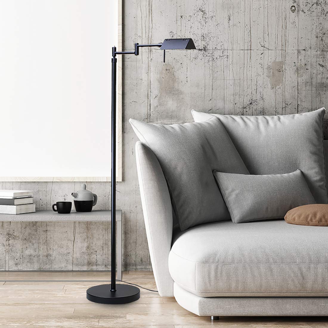 Brook Adjustable Dimmable LED Pharmacy Floor Lamp, Black