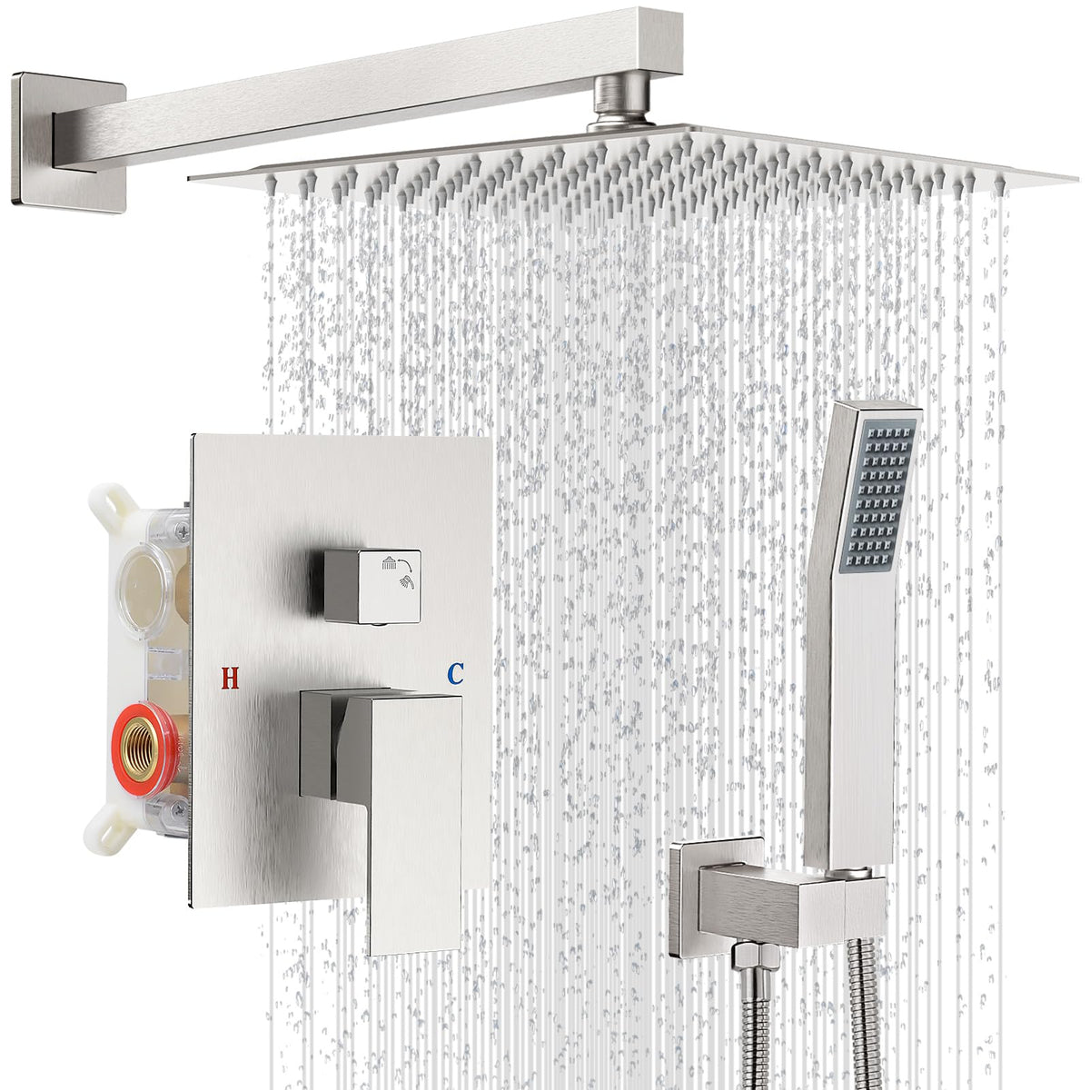 Shower Faucet Set 10'' Shower Head,Brush Nickel Shower System