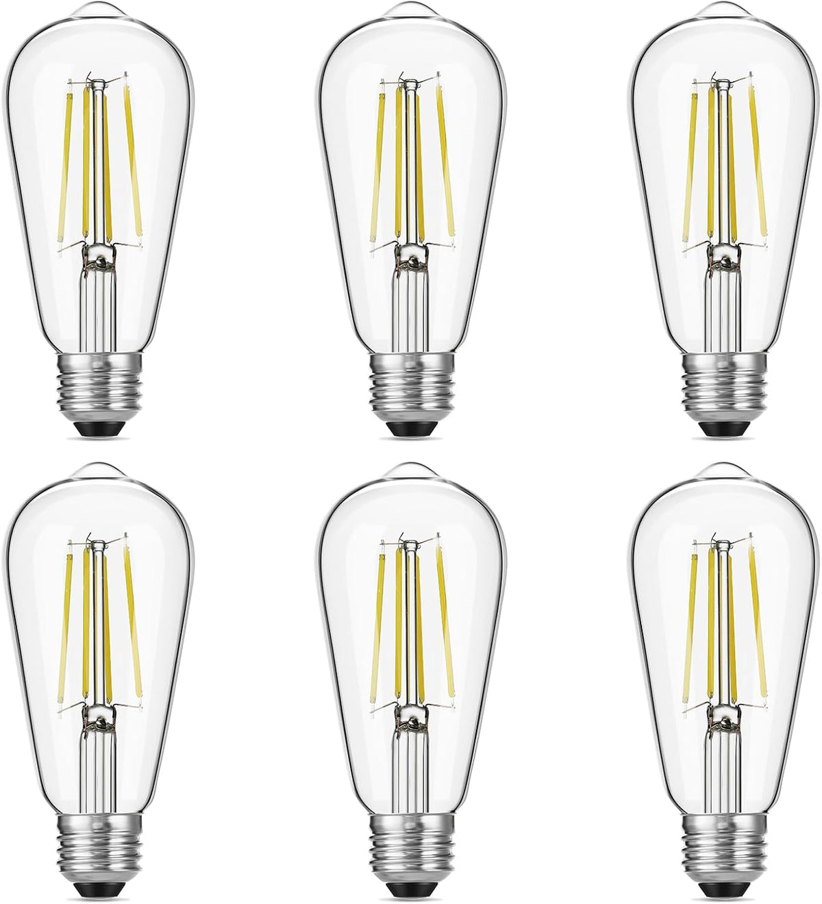 ST19 Vintage LED Edison Bulbs, 60W Eq, Dimmable, Daylight 5000K, 6-Pack
