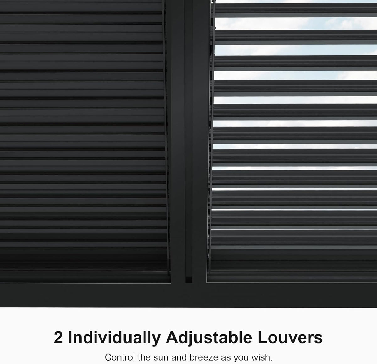Louvered Pergola 94AS 12' x 14' Outdoor Aluminum Pergola with Shade Screen Adjustable Roof for Deck Backyard Grey