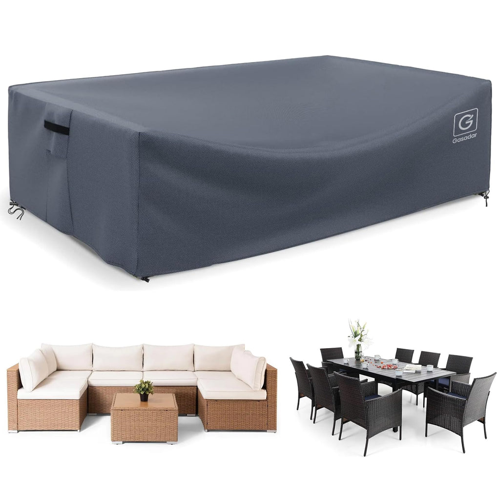 Outdoor Furniture Cover Waterproof, Patio Sectional Cover for Outdoor Furniture Set, 600D Heavy Duty, 110" L x 84" W