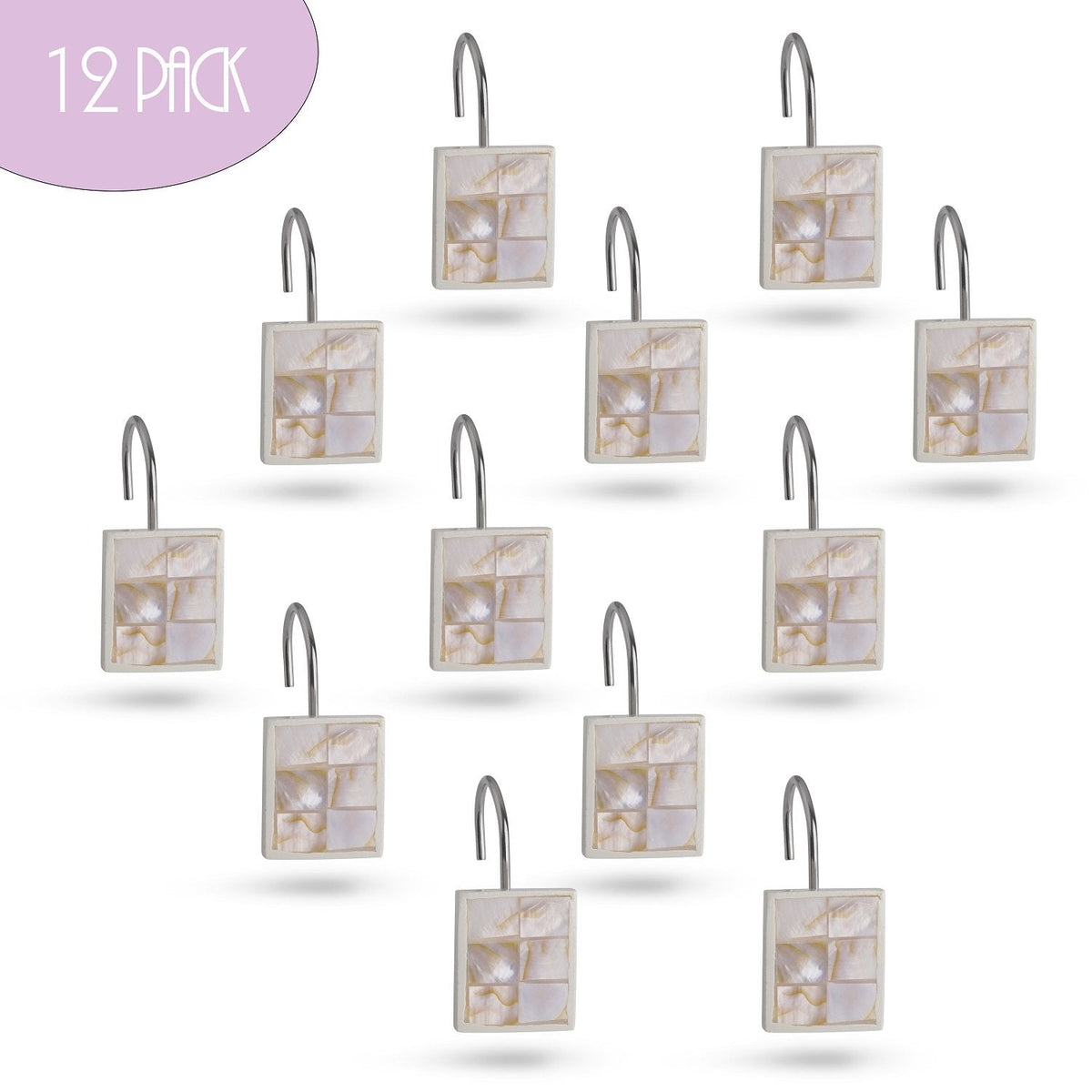 Milano Shower Curtain Hooks Decorative | Set of 12
