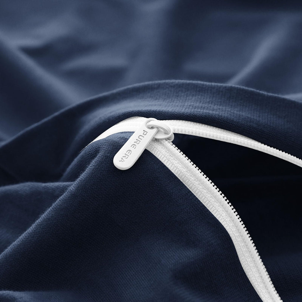 ERA Jersey Knit Duvet Cover Set Solid Navy Blue