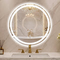 Round LED Bathroom Mirror with Lights, 30 Inch Circle Lighted Vanity Mirror, Anti-Fog, Dimmable 3 Colors