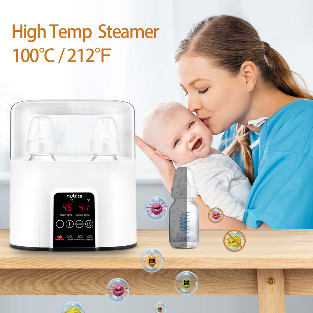 Double Baby Bottle Warmer 24H Constant Mode for All Bottles, Breastmilk Baby Milk Heater, Heating Baby Food, Formula