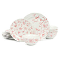 Empress Bouquet 12-Piece Decorated Porcelain Chip and Scratch Resistant Dinnerware Plates and Bowls Set - Pink Floral