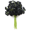 Ranunculus Artificial Flowers 18 Pcs Black Faux Silk Mini Ranunculus Bulk Fake Wedding Filler Flowers for DIY