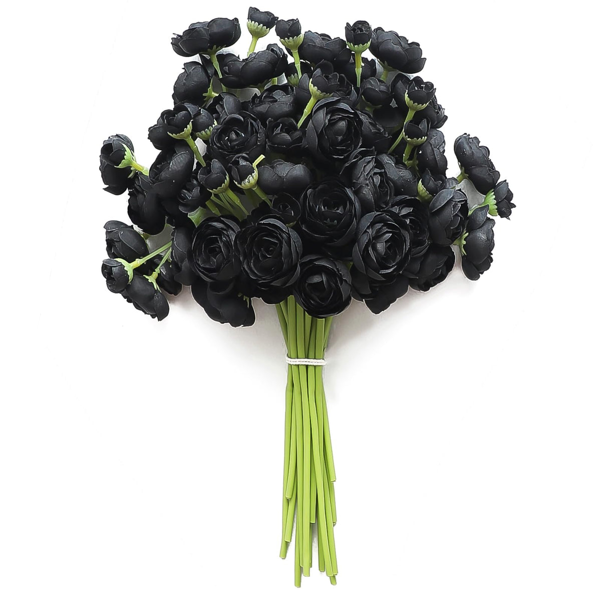 Ranunculus Artificial Flowers 18 Pcs Black Faux Silk Mini Ranunculus Bulk Fake Wedding Filler Flowers for DIY