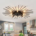 Semi Flush Mount 8 Light Ceiling Light Modern Metal Ceiling Lighting Black Light Fixture for Farmhouse Kitchen Dining