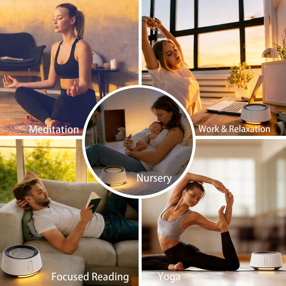 White Noise Sound Machine with 20 Sounds, 10 Colors Night Light Sleep Machines Home Office Travel, 5 Timers and Memory