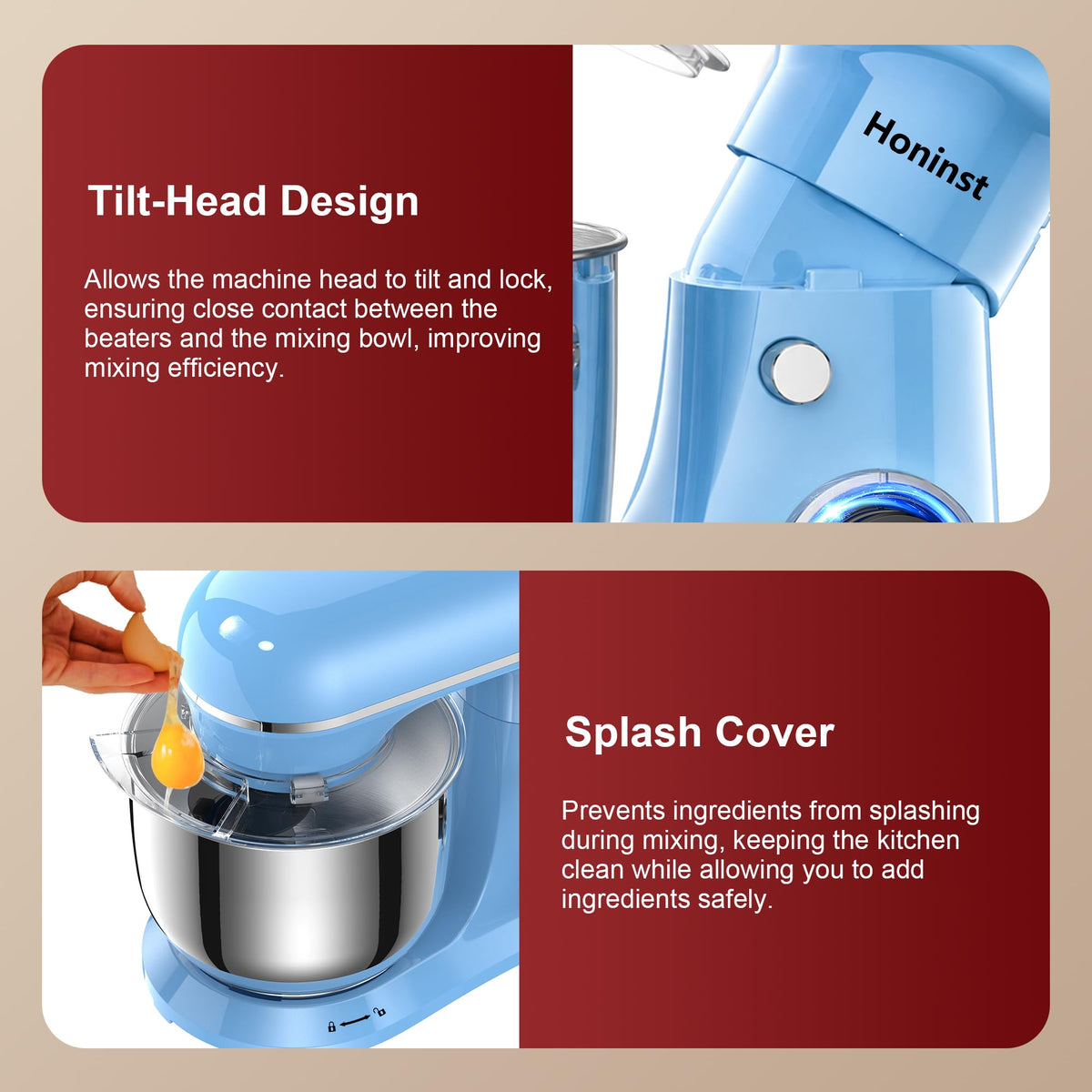 4QT Electric Stand Mixer, 10-Speed Tilt-Head Compact Kitchen Mixer
