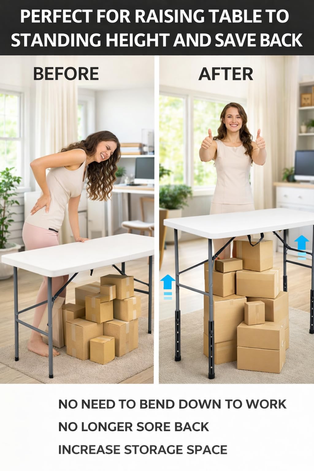 Folding Table Risers for Straight/Bent Leg