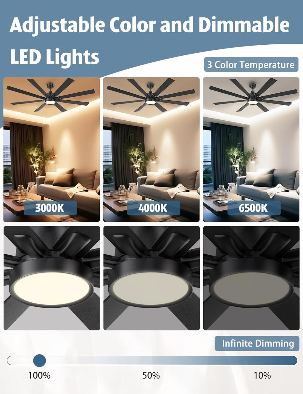 62" Ceiling Fan with LED Light and Remote - Brown and Black