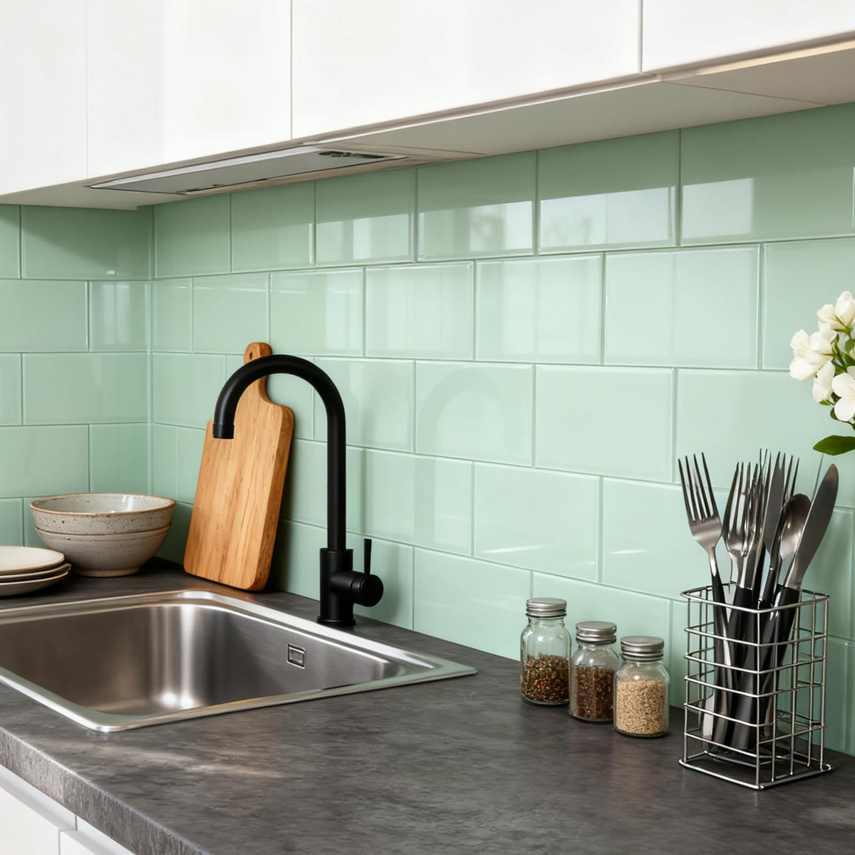 Peel and Stick Glass Subway Tiles 3 x 6 Inch Glass Tiles for Backsplash, Kitchen Bathroom Backsplash Wall, Light