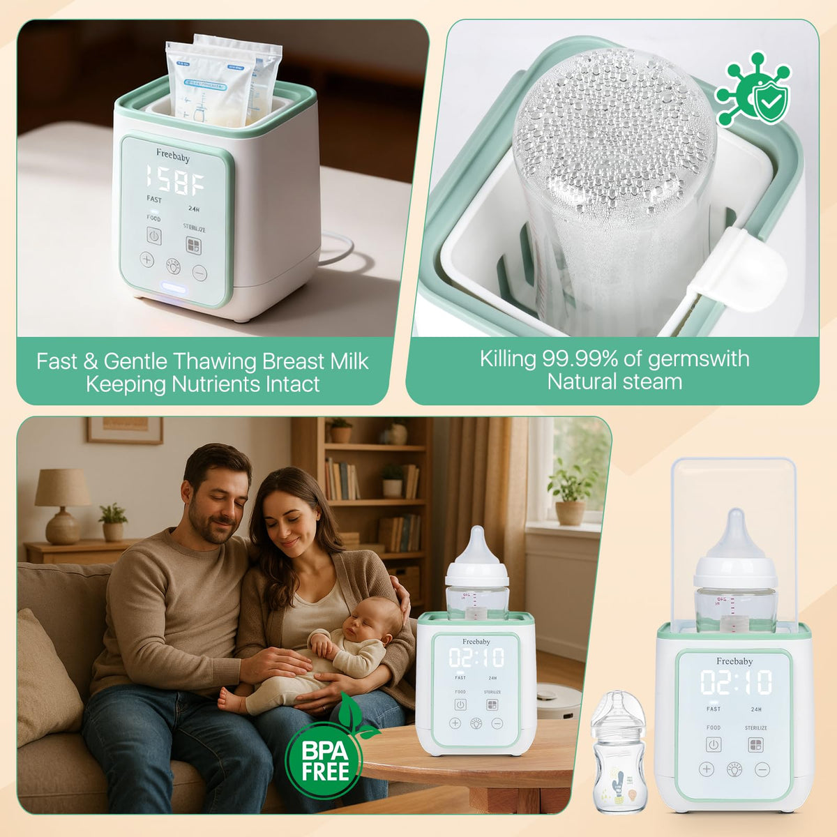 Bottle Warmer, 10-in-1 Fast Baby Bottle Warmer for Breast Milk & Formula,Milk Warmer with Multi-Temperature