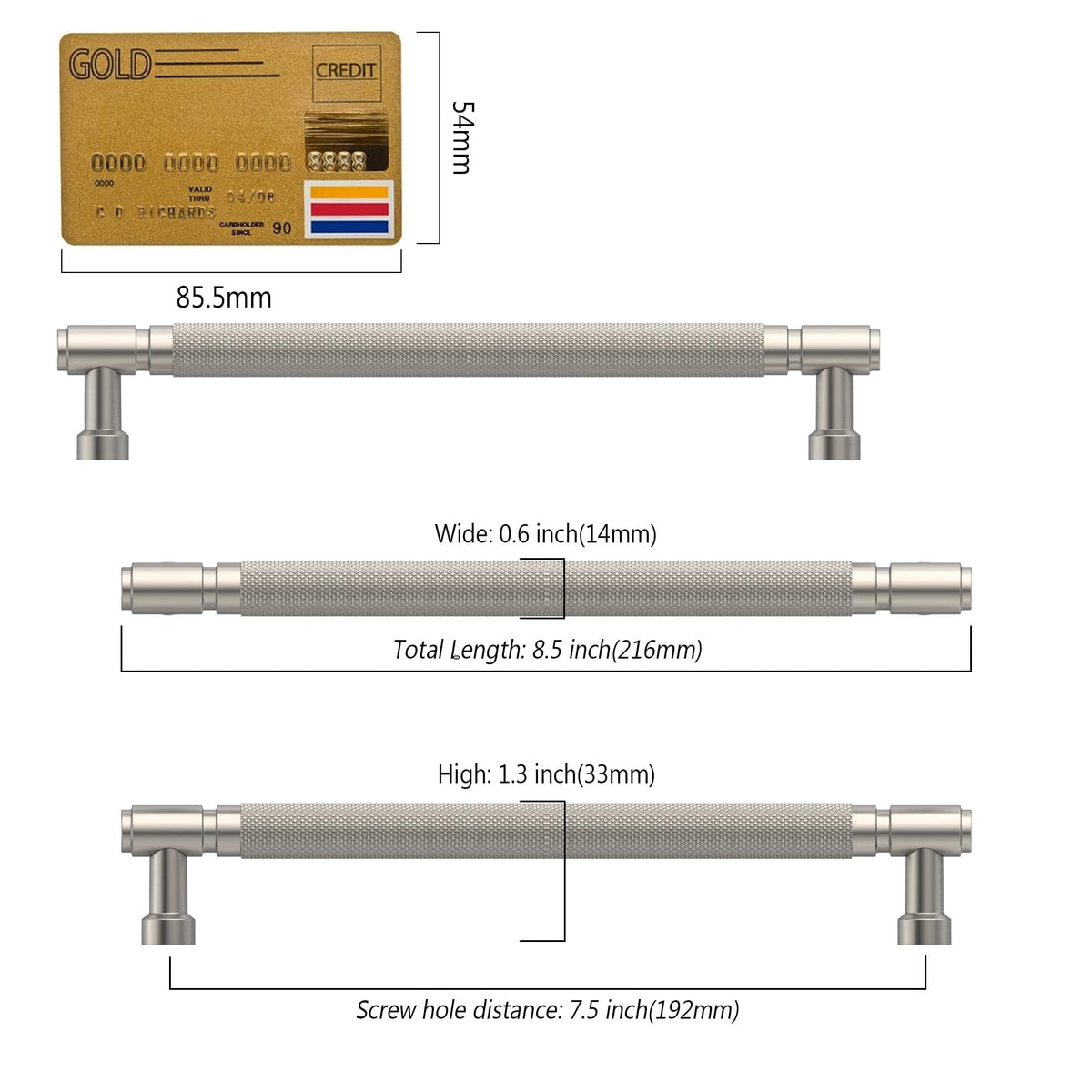 20 Pack Brushed Satin Nickel knurled Cabinet Pulls 7.5"