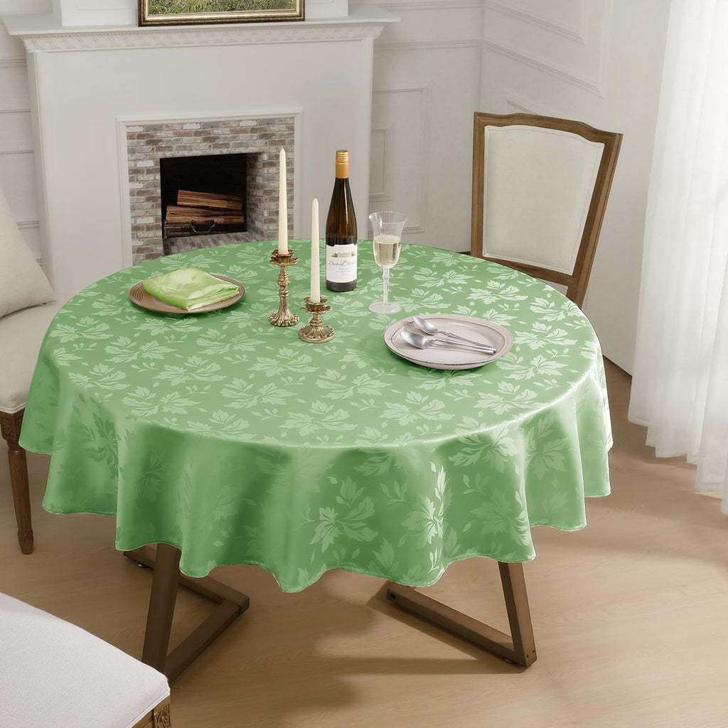 Jacquard Round Tablecloth 70 Inch, Sage Green