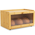 Bread Box - Large Bamboo Countertop Acrylic Window, Extra Storage