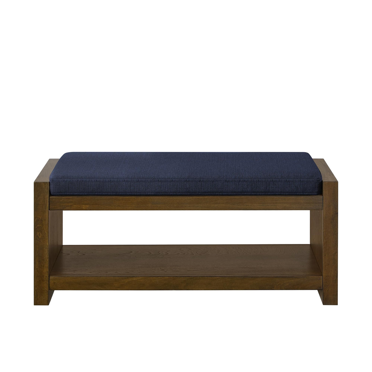 Shoe Storage Bench, 2-Tier Farmhouse Entryway Benches with Removable Cushion, Wooden Upholstered End of Bed Seat