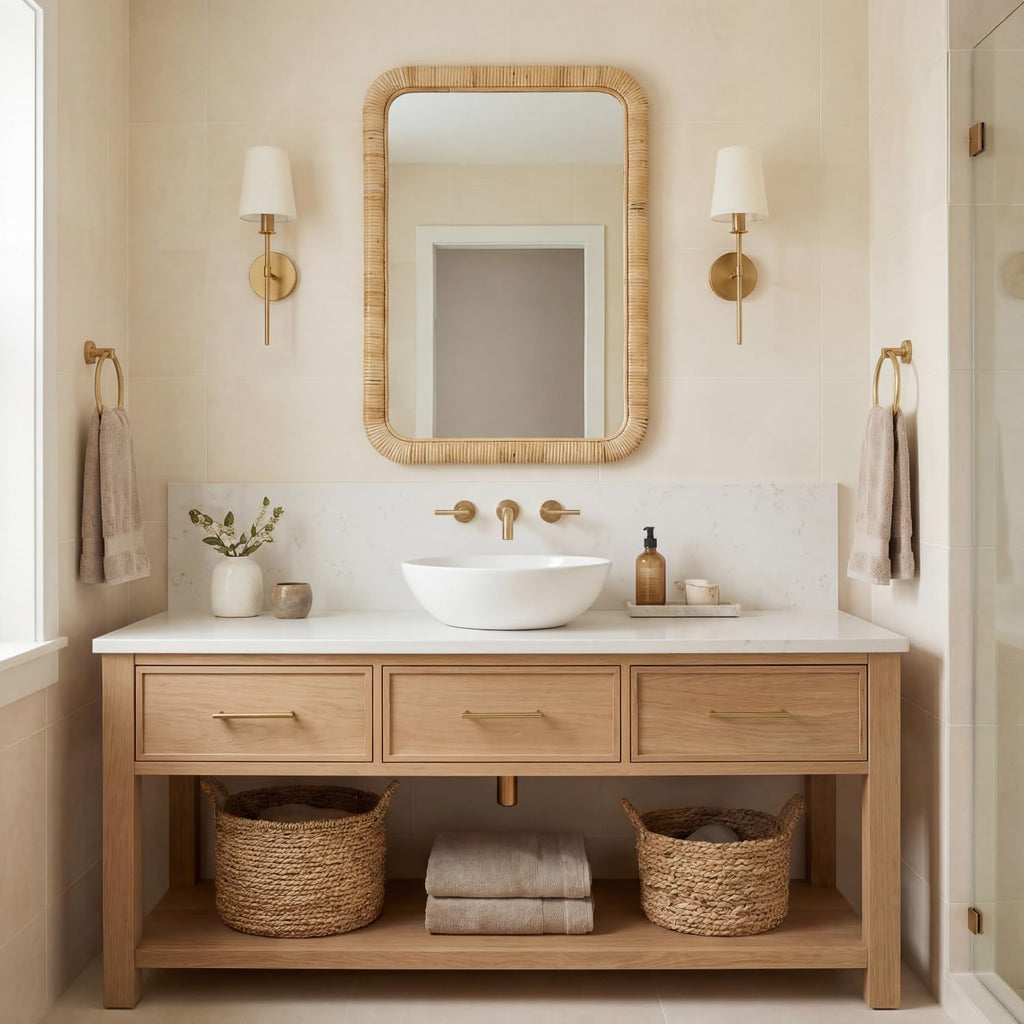 Rattan Wall Mirror Natural Honey (24" x 36", Rectangular)