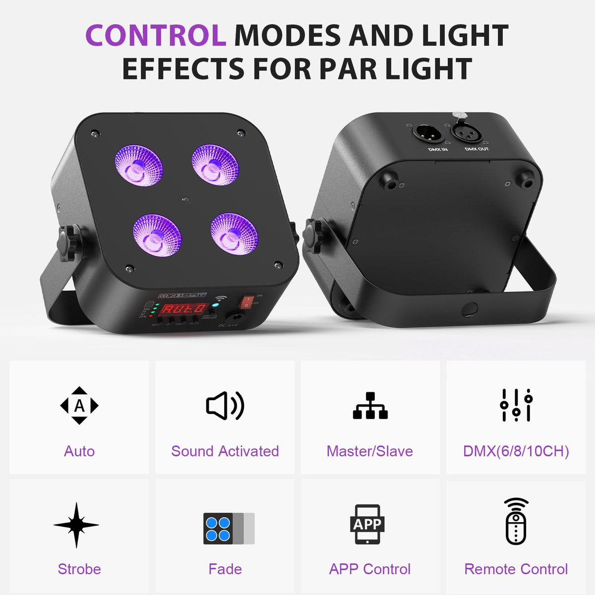 Mini Rechargeable Stage Lights, 6/8/10CH Par Lights