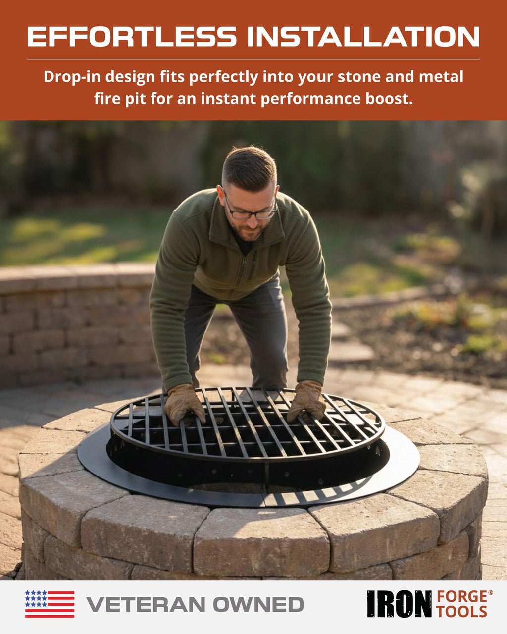 Heavy Duty Round Fire Pit Grate for Outside 29 Inch