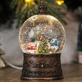 Snow Globe with Christmas Tree & Village, Light Up Christmas Snow Globes with Music Timer - USB Plug or Battery