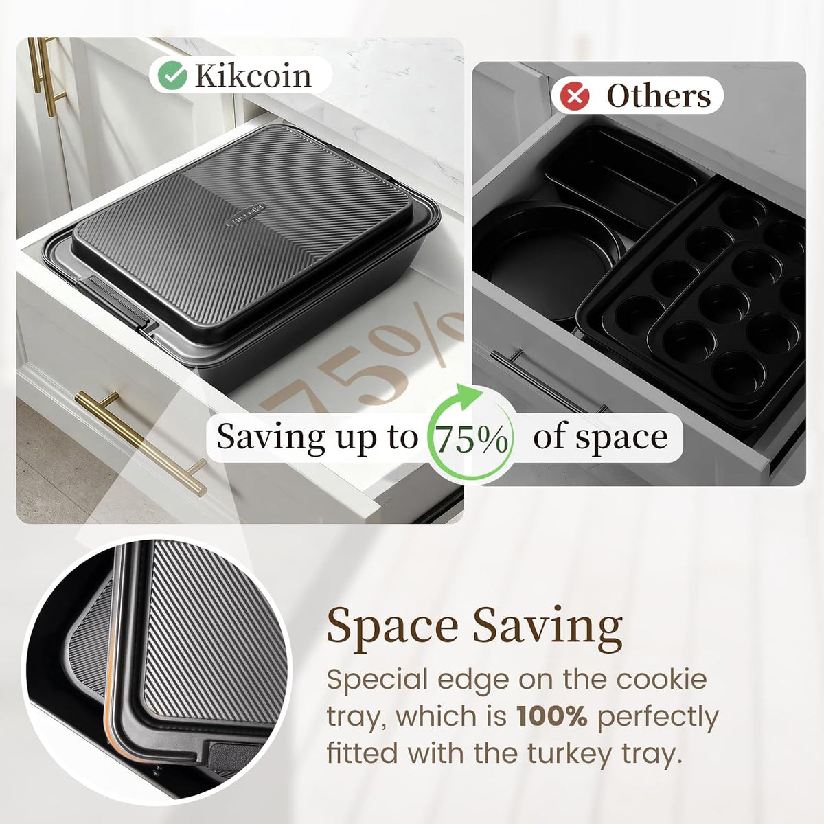 25 PCS Stackable Pans Set, Non-stick Bakeware Sets with Silicone Handles, 450°F Oven Safe Cookie Sheets for , Easy