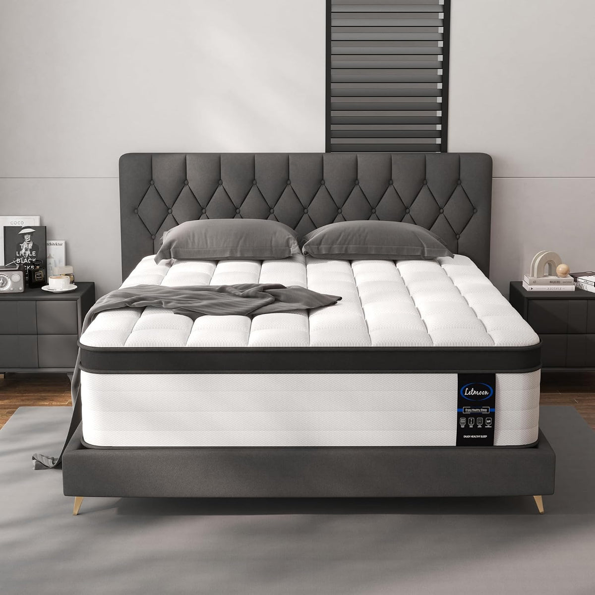 14 Inch King Mattress, Medium Firm Hybrid Pocket Spring Bed | Luxurious 14-inch medium firm king size mattress for