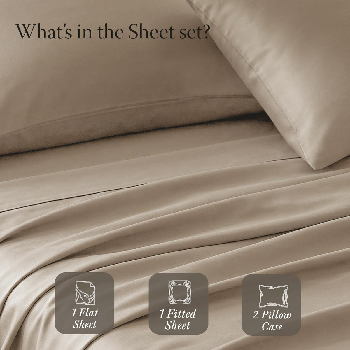 400 Thread Count Egyptian Cotton Full Sheet Set, Sateen, Beige