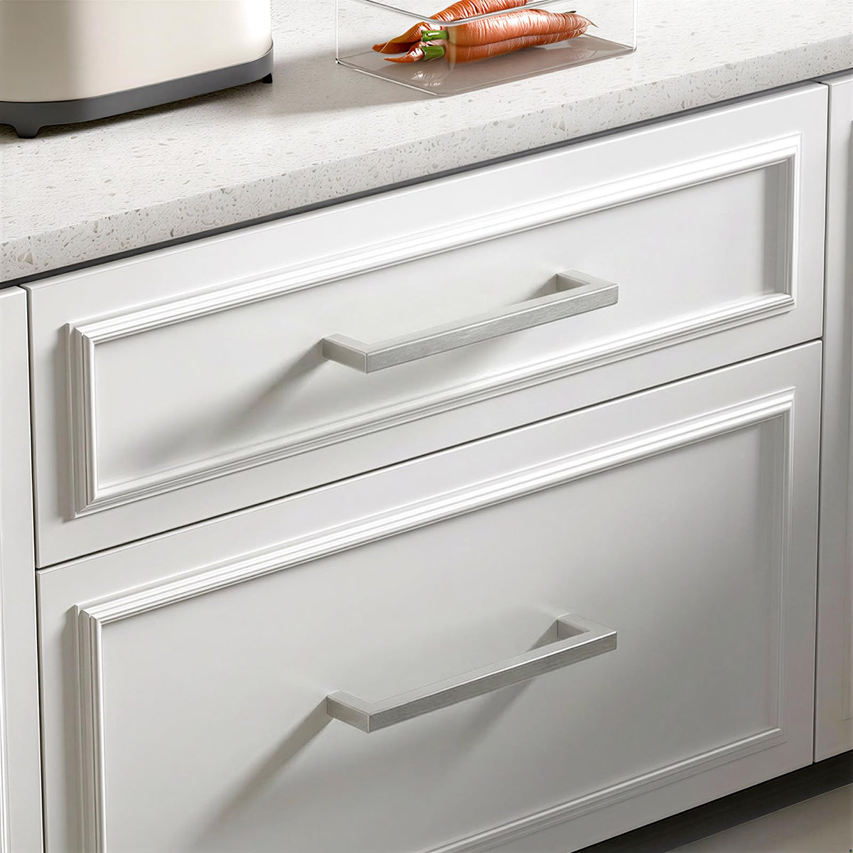 Brushed Nickel Cabinet Pulls 80 Pack 7-1/2 Inch, Square Drawer Handles, Stainless Steel, Screws Included, Silver