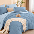 Comforter Set with Sheets - 7 Pieces Bed in a Bag Blue Bedding Sets