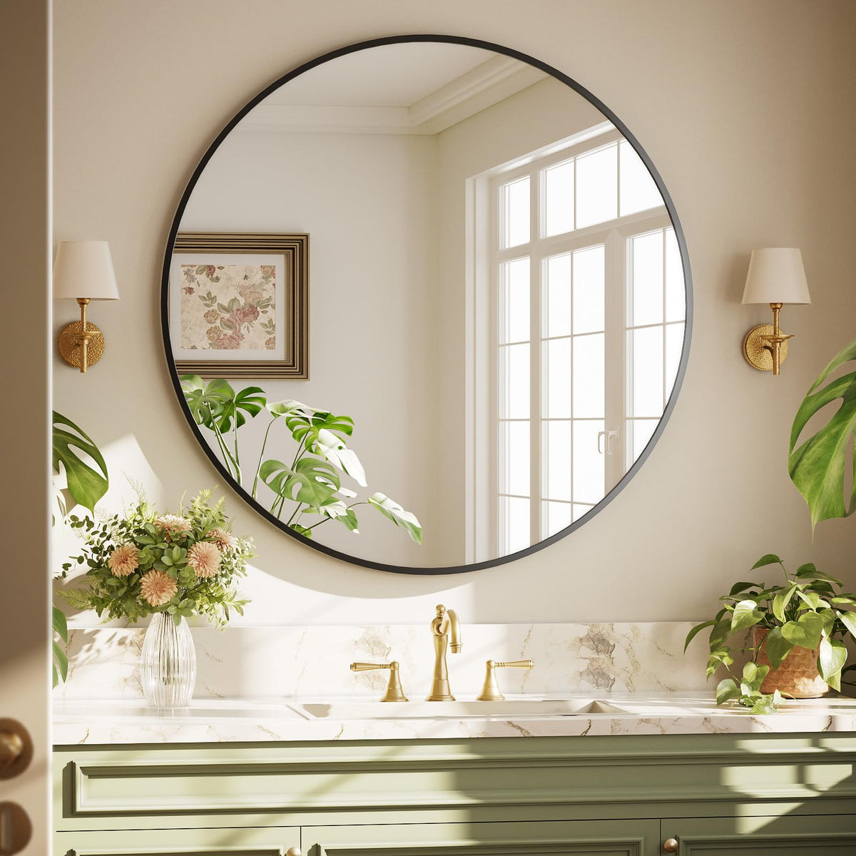 40 Inch Round Mirror - Black Circle Mirrors