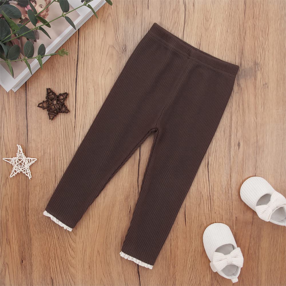 Toddler Baby Girls Leggings Footless Tights Ruffle Basic Ribbed Cable Knit Stocking Infant Little Girl Bottom Pants