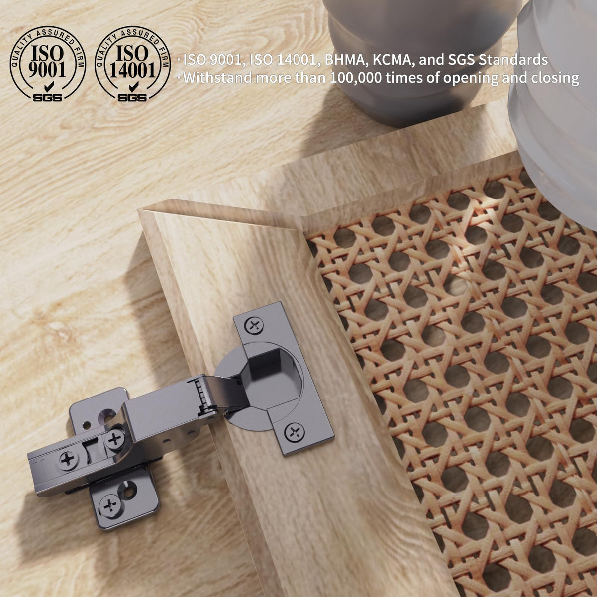 20 Pack Frameless Inset Soft Close Concealed Hinges, Black Titanium Plated, Self Closing, 105° Open Angle 3D