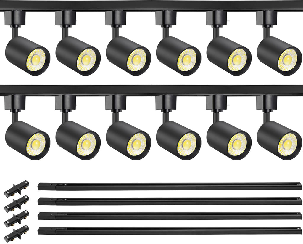 LED Track Lighting Kit with 13FT H Type Track Rail, Black