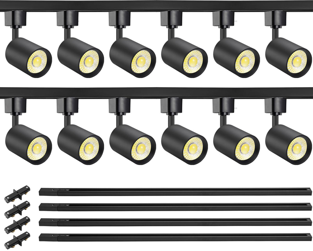LED Track Lighting Kit with 13FT H Type Track Rail, Black