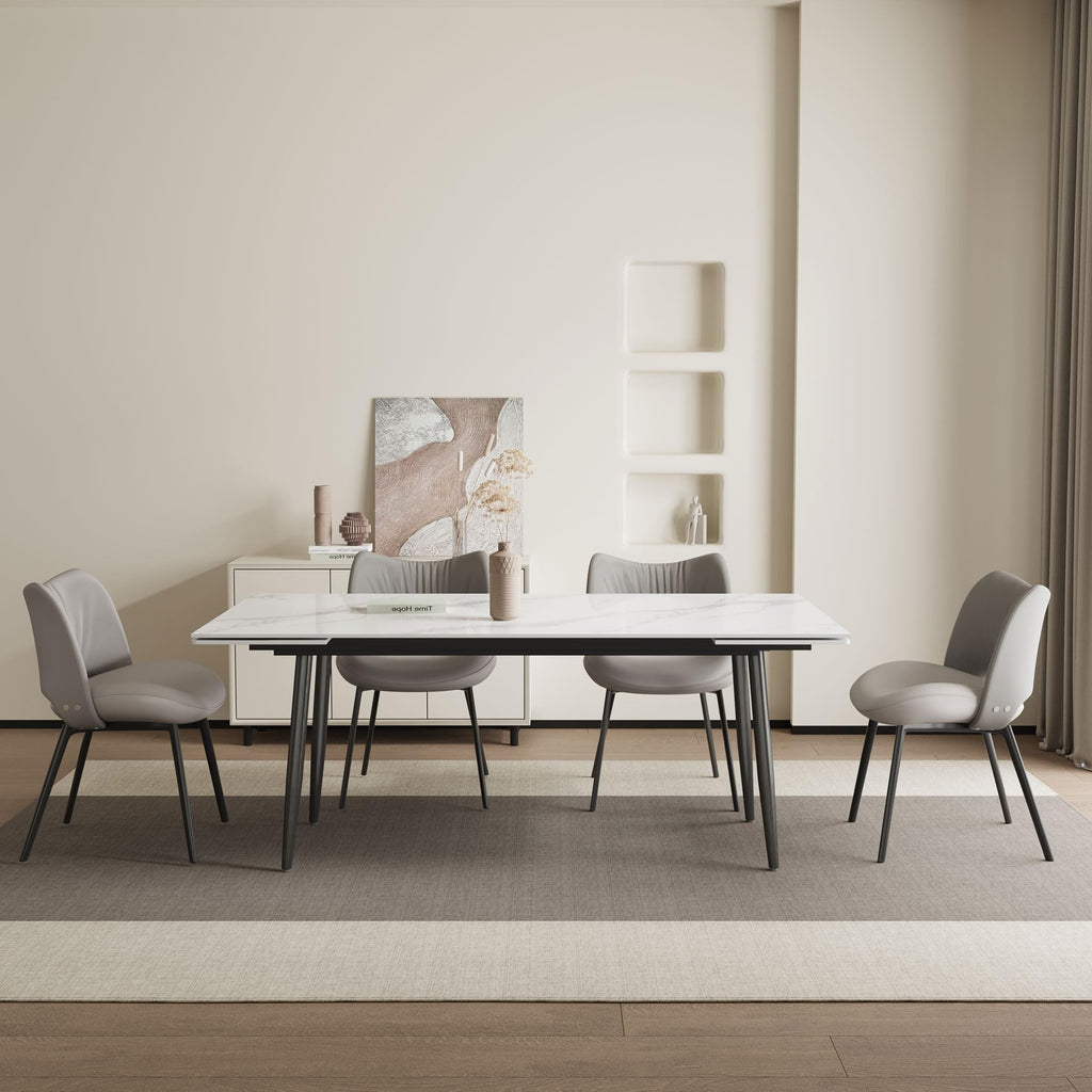 Extendable Dining Table for 6 to 10, Modern Sintered Stone Table