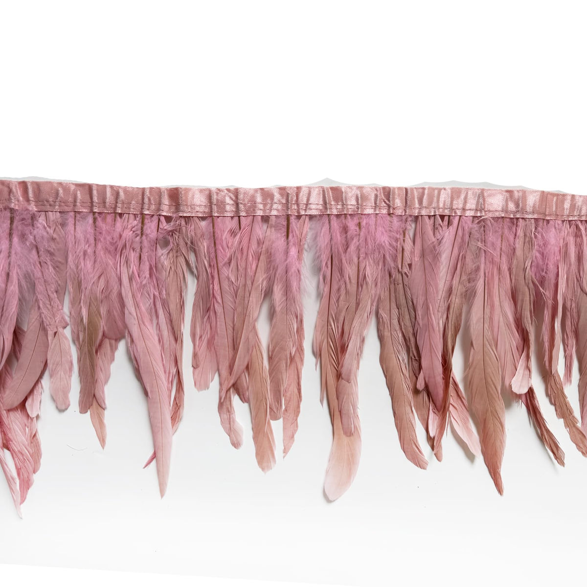 8-10" Rooster Hackle Feather Fringe Trim, Sewing Craft Feather for DIY Decorations-Pink - 2 Yards