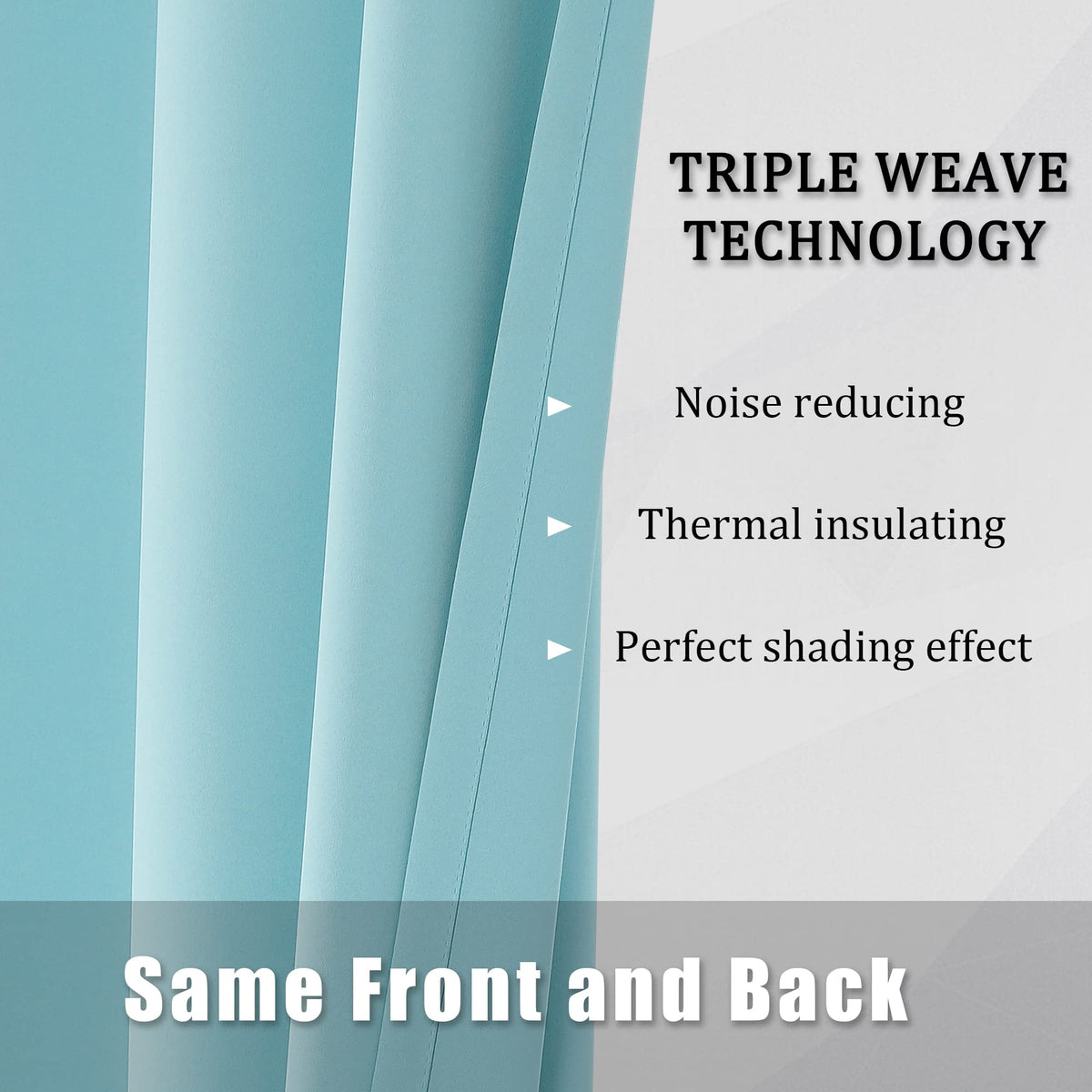 Aqua Curtains Bedroom Light Blocking Window Curtains Triple Weave Room Darkening Curtain Panels Thermal Insulated