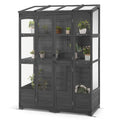 Wooden Walk-in Greenhouse Open Roof & Lockable Door 0899 (Dark Grey)
