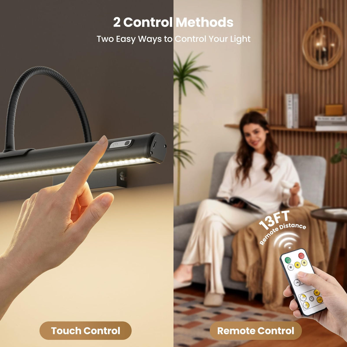 Picture Lights for Wall Battery Operated, 15.3" Rechargeable Picture Light with Remote, Magnetic Cordless Art Light