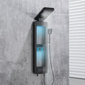 Stainless Steel Shower Panel Tower System with LED Display Matte Black